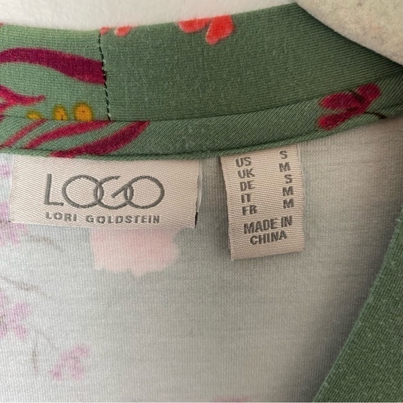 LOGO Lori Goldstein Green Floral Cardigan - Picture 9 of 13